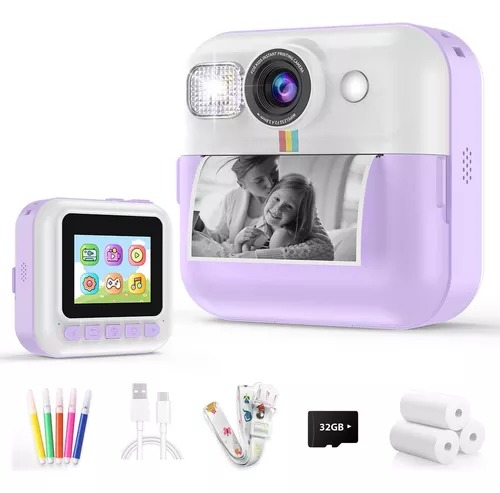 KOSMO CAMARA  KIDS IMPRESION INSTANTANEA VIOLETA/CELESTE INCLUYE 3 ROLLOS Y LAPICES