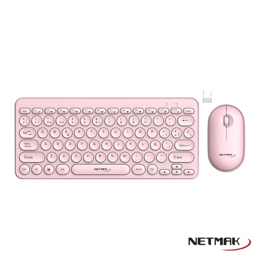[10295] Netmak Nm-Kb850-P Kit Mouse + Teclado Inalambrico Rosa