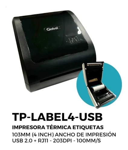 [10390] Global Impresora Térmica Etiquetas 20-108Mm Tp-Label4-Usb - Usb 2.0 Con Fuente 220V
