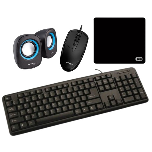 [10609] Combo Oficina! Teclado + Mouse + Pad + Parlantes 
