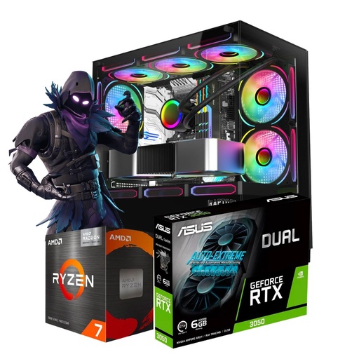 Pc Gamer Armada Ryzen 7 5700G Am4 16Gb Ram Rgb M.2 500Gb Asus Dual Rtx 3050 6Gb Fuente 750W 80+ Bronze Raptor Gabinete Thunder Strike Sin Sistema