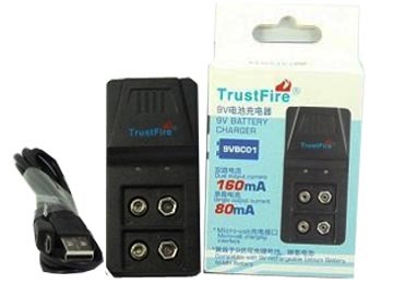[10825] Cargador De Batería 9V 2 Baterías Usb 9VBC01 160mA 80mA TP-14374