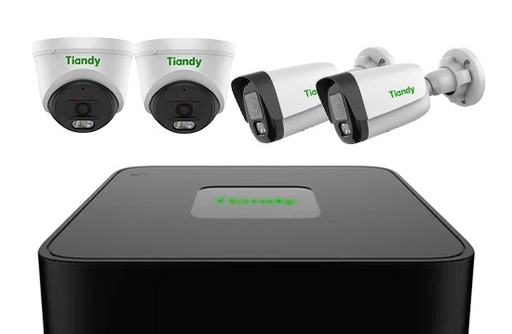 [10960] Tiandy kit seguridad nvr 4ch poe + 4 camaras