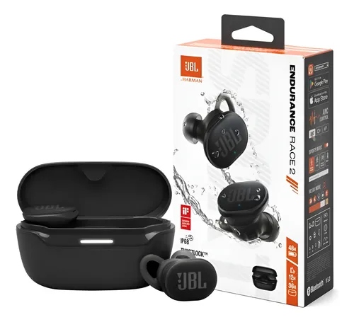 [11047] Auricular In Ear Jbl Endurance Race 2 Black Bluetooth 5.2 Tws Ip68 Cancelación De Ruido 48Hs
