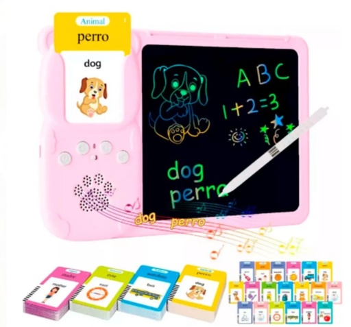 [11516] Netmak Nm-Pm102-P Pizarra Magica Con Tarjetas Didacticas Rosa