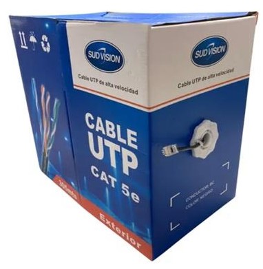 Sudvision Cable Utp cat5e exterior bobina 305 mts 70% cobre cca cctv