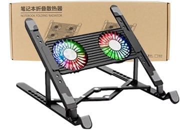 [11583] Base Para Notebook 2X 120Mm Rgb Doble Ventilador Móviles Incluye Cable Usb Tipo C A Usb