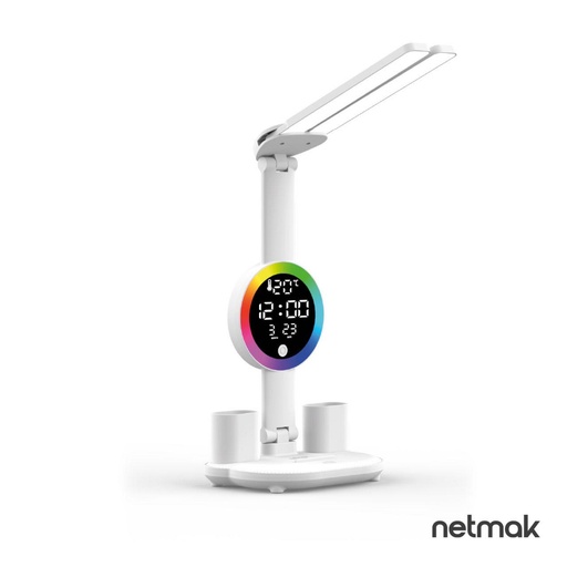 [11592] Netmak Nm-Glow Lampara Led Multifuncional Rgb Con Reloj 