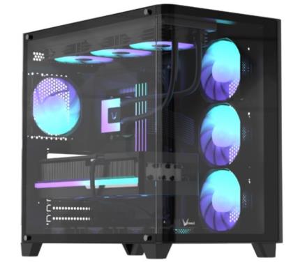[77425] GABINETE GAMER FORMULA V LINE CRYSTAL U2 FLOE BLACK
