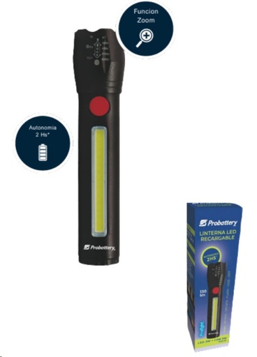 [78777] LINTERNA PROBATTERY DE MANO 130LM LED 3WCOB 3W LATERAL (ILRE-BMFL2220)