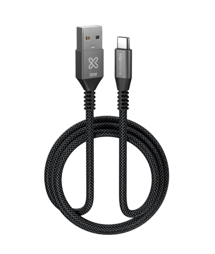 [74690] CABLE KLIPXTREME KX POWER GO USB-A TO USB-C CABLE  30W 480mbps 33ft30m BRAIDED (KAC-050-10FT)