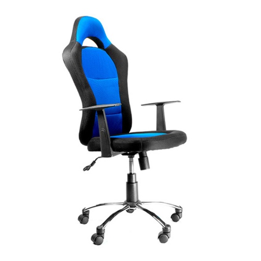 [58287] Silla Gamer Drakon Xtech Negro-Azul Con Respaldo Alto Estilo Deportivo