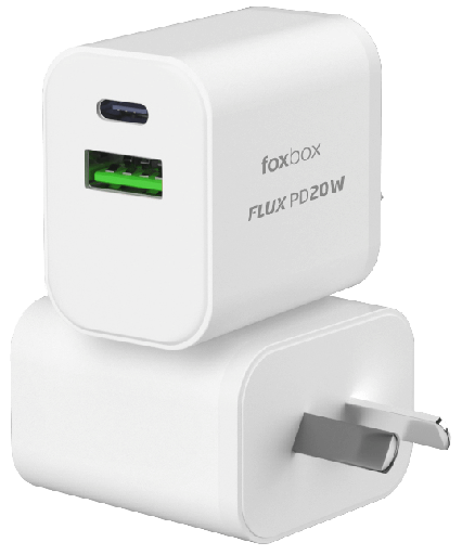[113038] Cargador Foxbox Flux 20W Blanco Con Cable Prism Type C (7989)