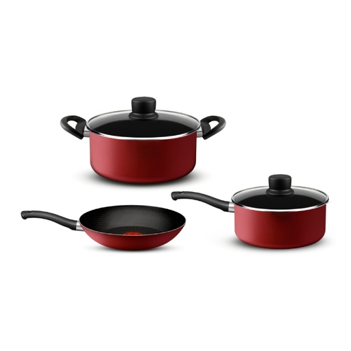 [113098] Set 5 Piezas Tefal -Red Surprise (Cacerola Ctapa 20Cm Olla Ctapa 24Cm Sarten 24Cm) (L2T1G4C11)