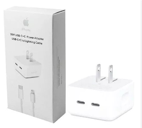 [9793] Cargador Iphone Apple Tipo C Doble 35W Con Cable Lightning A Tipo C