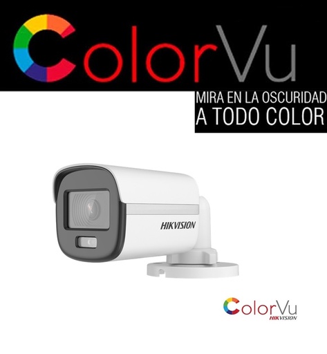 [3408] Hikvision Cámara Bullet Plastico Color Vu 2Ce10Df0T-Pf Plastica 1080P 2.8Mm Ip67 Exterior Color Dia Y Noche 24Hs