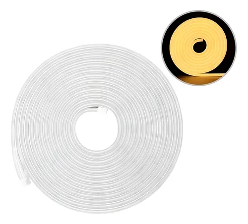 [5928] Fl - Tira De Neon Led Flexible 12V 5Mts Exterior Color Blanco Calido - 6X12Mm 3000K 9W/Mt