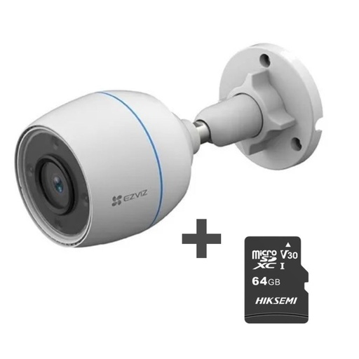 [10052] Combo Camara Ezviz H3C 1080P 2Mpx Color Vu Wifi Exterior + Microsd 64Gb