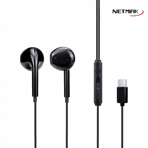 [10137] Netmak Nm-Ur90 Auricular Tipo C Manos Libres Negro