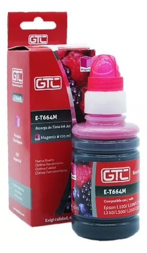 [10222] Gtc Tinta Alternativa Epson 664 Magenta Serie L Sistema Continuo Ink Jet 100Ml 