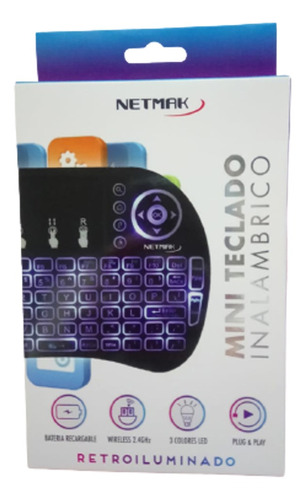 NM-KB980 netmak Mini Teclado Inalalmbrico wireless 2,4Ghz Smart Tv