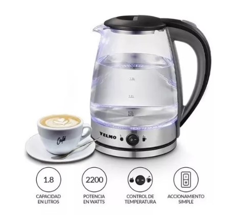 YELMO PE-3907 PAVA ELECTRICA VIDRIO DOS PUNTOS CAFE - MATE