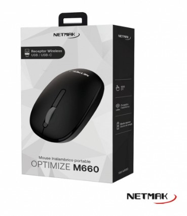 NETMAK NM-M660 MOUSE INALAMBRICO PORTABLE CON RECEPTOR DUAL USB / USB-C