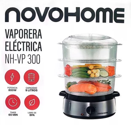 NOVOHOME NH-VP300 VAPORERA 3 RECIPIENTES 9LTS 800W TEMPORIZADOR