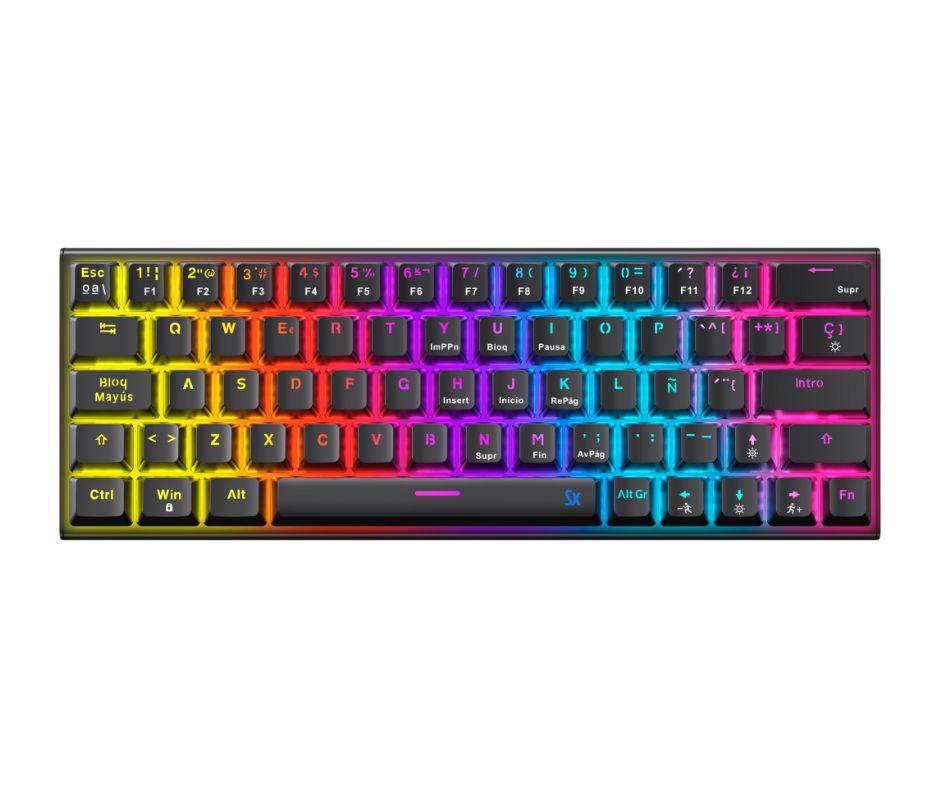 SOLARMAX TECLADO GAMER 60% ESPAÑOL USB NEGRO GMKB76CB