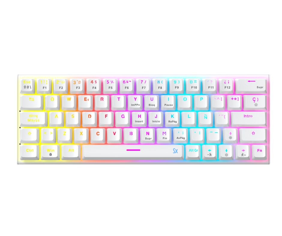 SOLARMAX TECLADO GAMER 60% ESPAÑOL USB BLANCO GMKB76CW