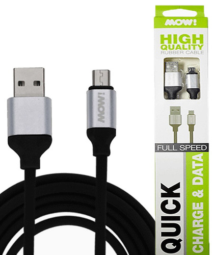 Cable MOW! Rubber Micro USB - USB 2.0 LARGO 1 MTS