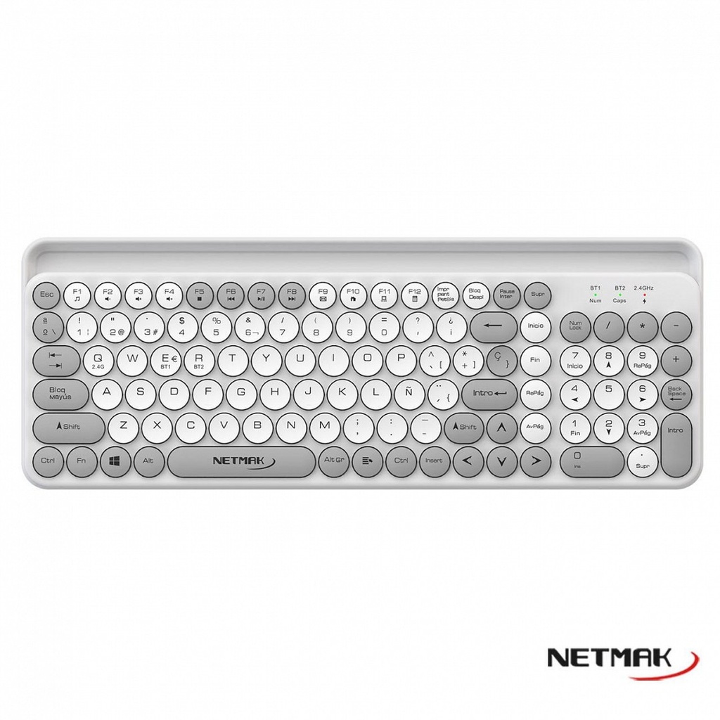 Netmak Nm-Kb380-W Teclado Inalambrico 2.4Ghz + Bluetooth Blanco