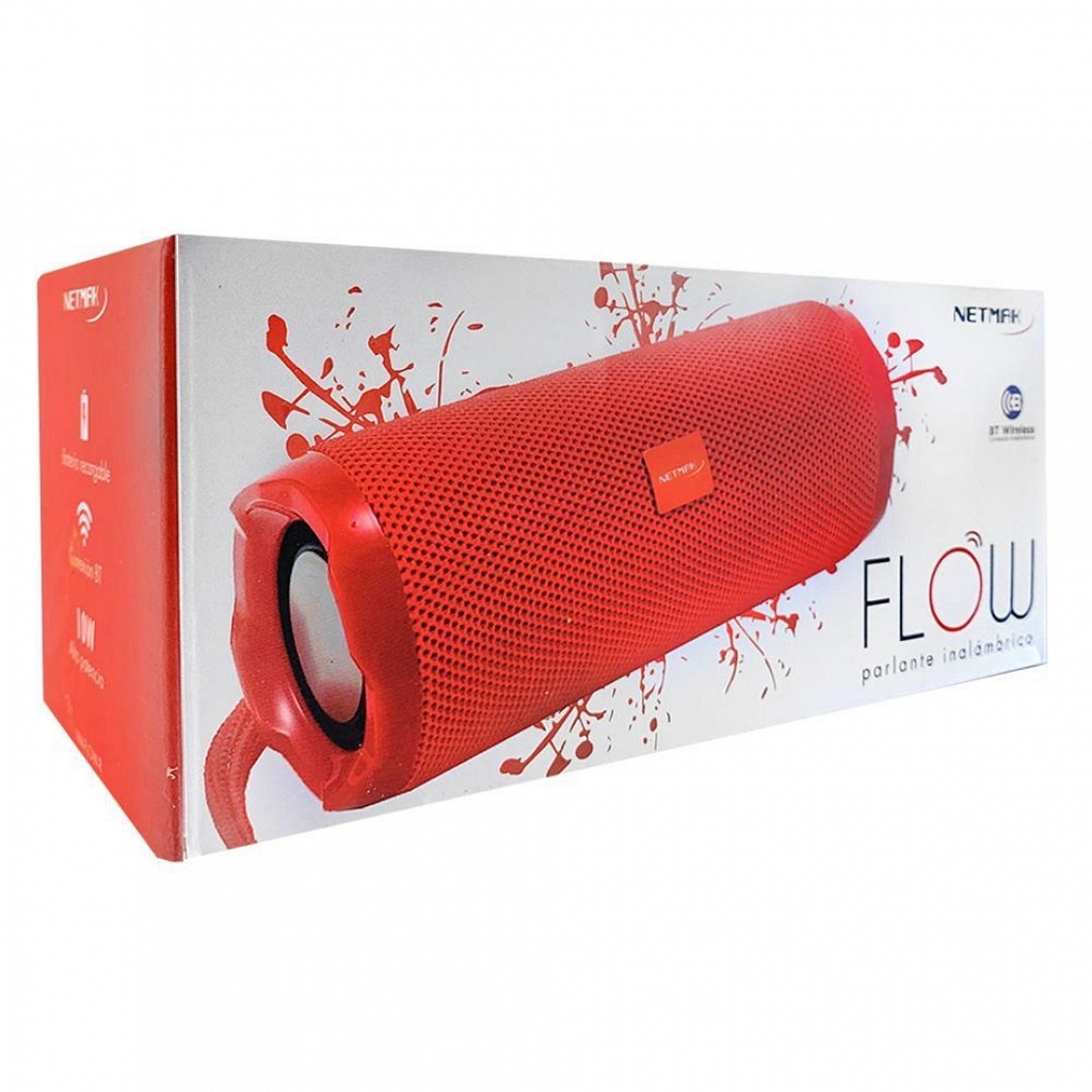 Netmak Nm-Flow-R Parlante Portatil Bluetooth 10W Color Rojo