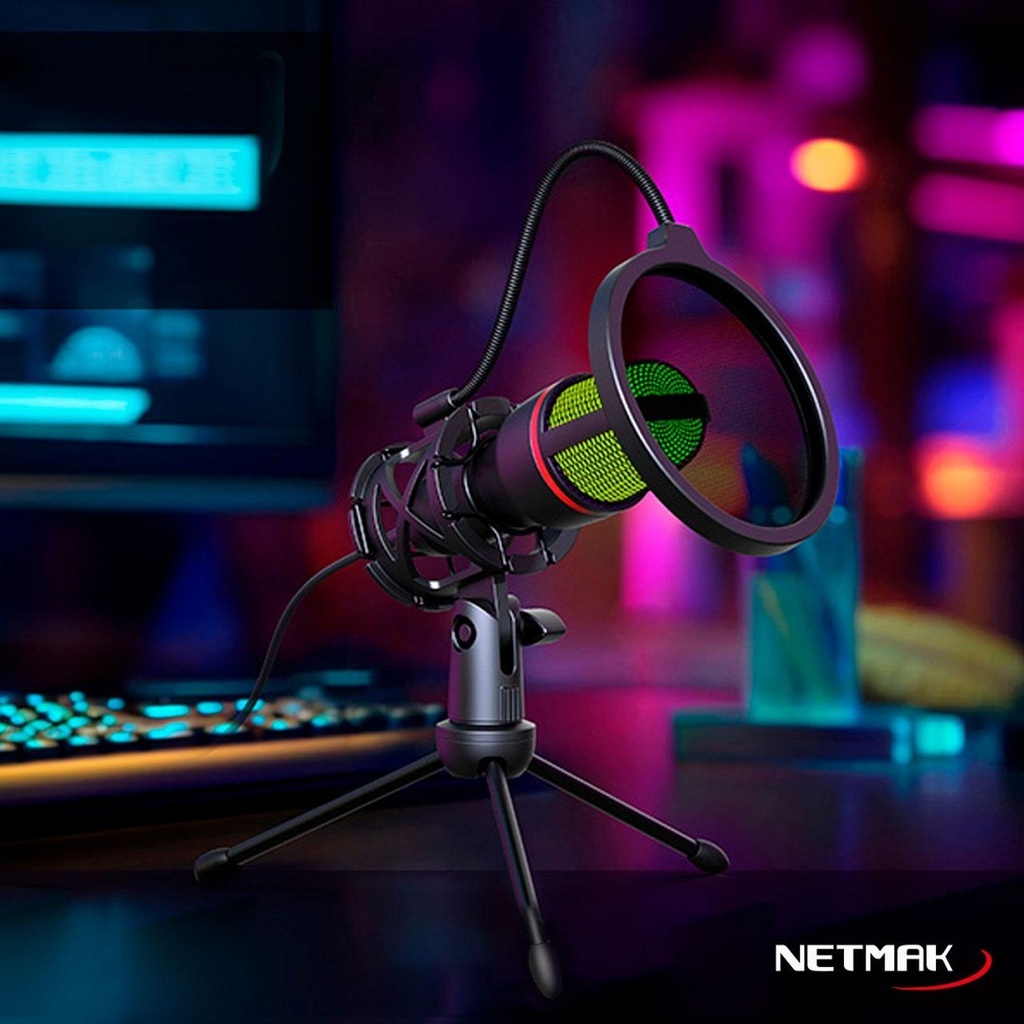 Netmak Nm-Ms786 Micrófono Rgb Streaming Usb