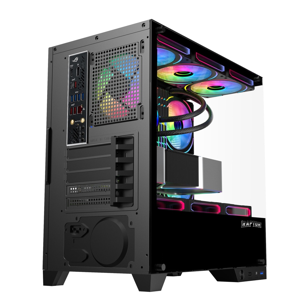 Raptor Gabinete Thunder Strike TG X2 Mid-Tower Rgb Fan X1 Black