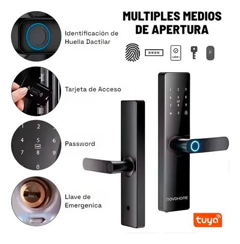 Novohome Cerradura Electronica Inteligente Nh-sl25 Digital Smart Lock Con Huella Wifi App Tarjeta Contraseña 