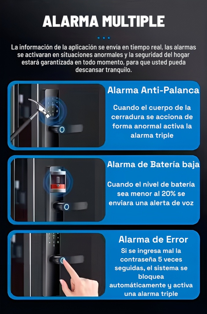 Novohome Nh-Sl35 Cerradura Electronica Inteligente Novohome Digital Smart Lock Huella Dactilar + Aplicacion + Tarjeta De Acceso + Contraseña + Llave De Emergencia