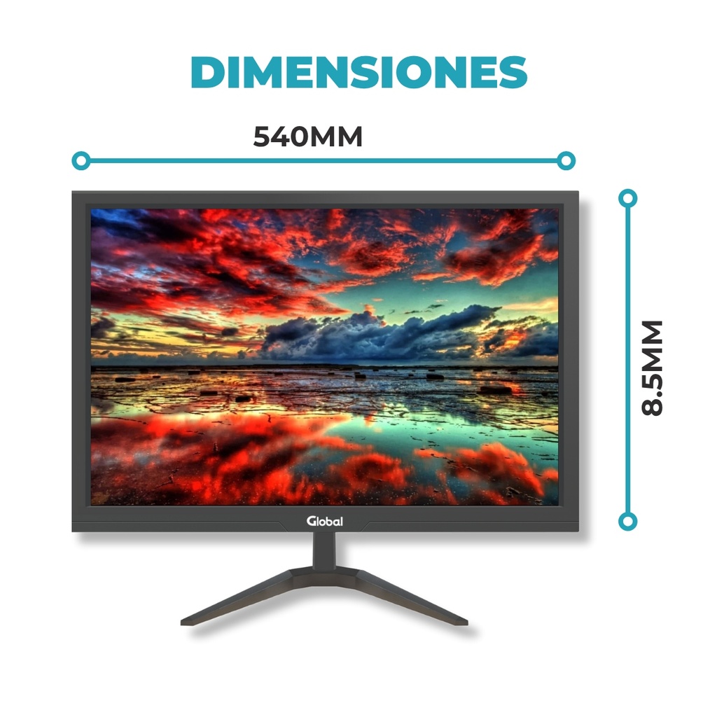Global Monitor 21.5" Full Hd 60Hz Oficina Negro Base V  Vga Hdmi