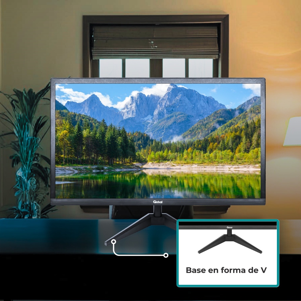 Global Monitor 27" Full Hd 60Hz Oficina Negro Base V  Vga Hdmi  