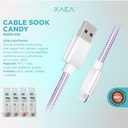 Xaea Cable usb a lightning modx-092 sook candy rosa reforzado largo 1mts