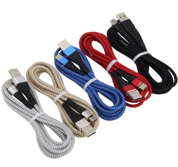 Tecnocel Malla Cable Usb Macho A Tipo C Macho Largo 1 Mt Apto Carga Rapida Qc Blanco
