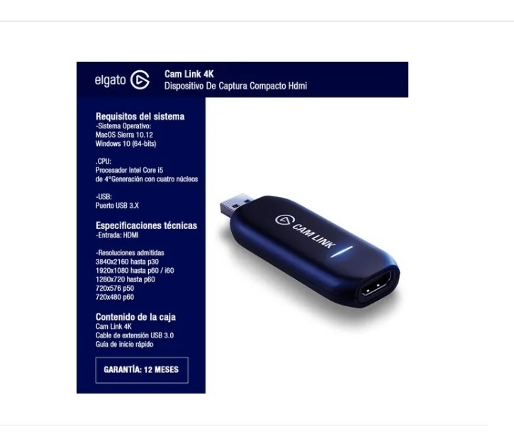 CORSAIR CAPTURADORA ELGATO CAM LINK 4K USB P CAMARAS PROFESIONALES DSLR HDMI