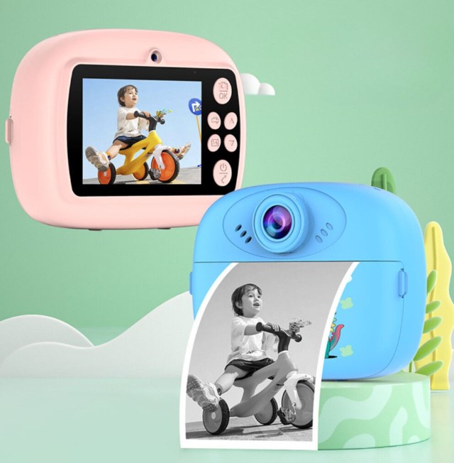 Camara Kids MODZ-c03 Celeste con impresora termica Camara frontal y trasera