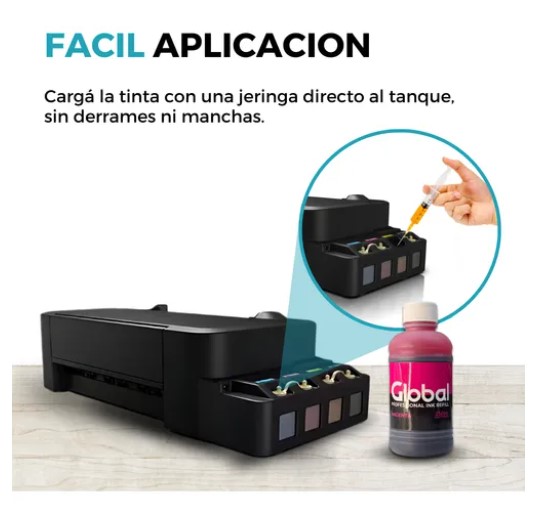 Global Tinta Dye Premium Universal en botella 250 cm3 color Black