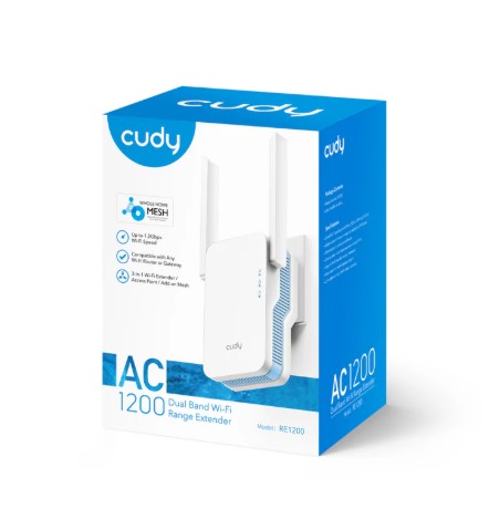 Cudy AC1200 Dual Band Extensor Wi-fi wifi Mesh Repetidor RE1200 Router WPS 5 ghz 2.4 ghz