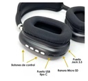 Auricular Vincha P9 Slot Microsd + Jack 3.5Mm Manos Libres Bluetooth 5.3 Negro
