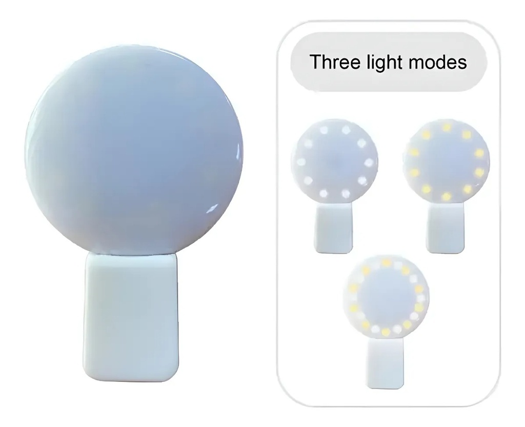 Aro Mini Pinza Selfie 3 Intensidades Luz Led Portátil Usb 