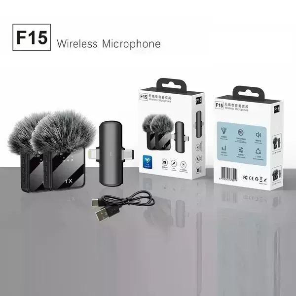 Micrófono Inalámbrico Corbatero Profesional F15-2 2 En 1
