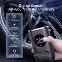 Inflador Compresor Portatil Recargable Linterna Usb 4000 Mah Psi 150 Max. 80W Negro