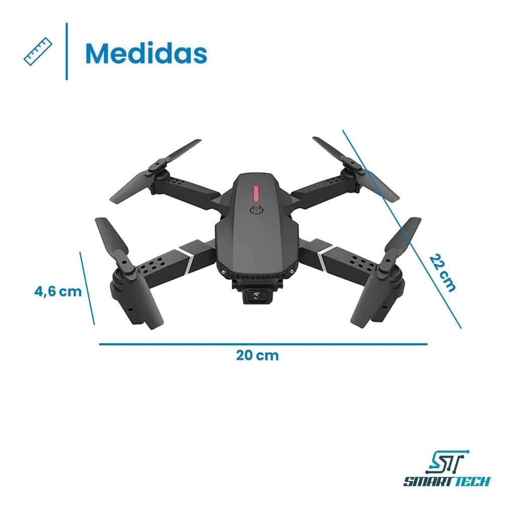 Mini Dron E88 Cámara Ultra Screen Control Dual Con Visor Incluye Bateria Cable y Kit De Repuestos